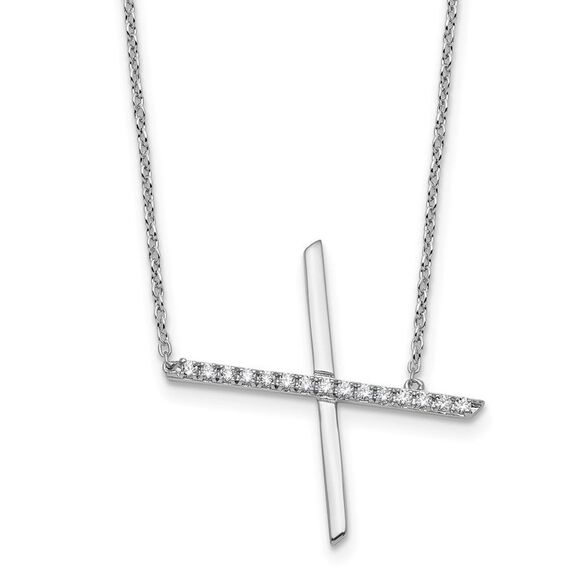 Kazi Luxury 14K White Gold Sideways Diamond Initial X Necklace